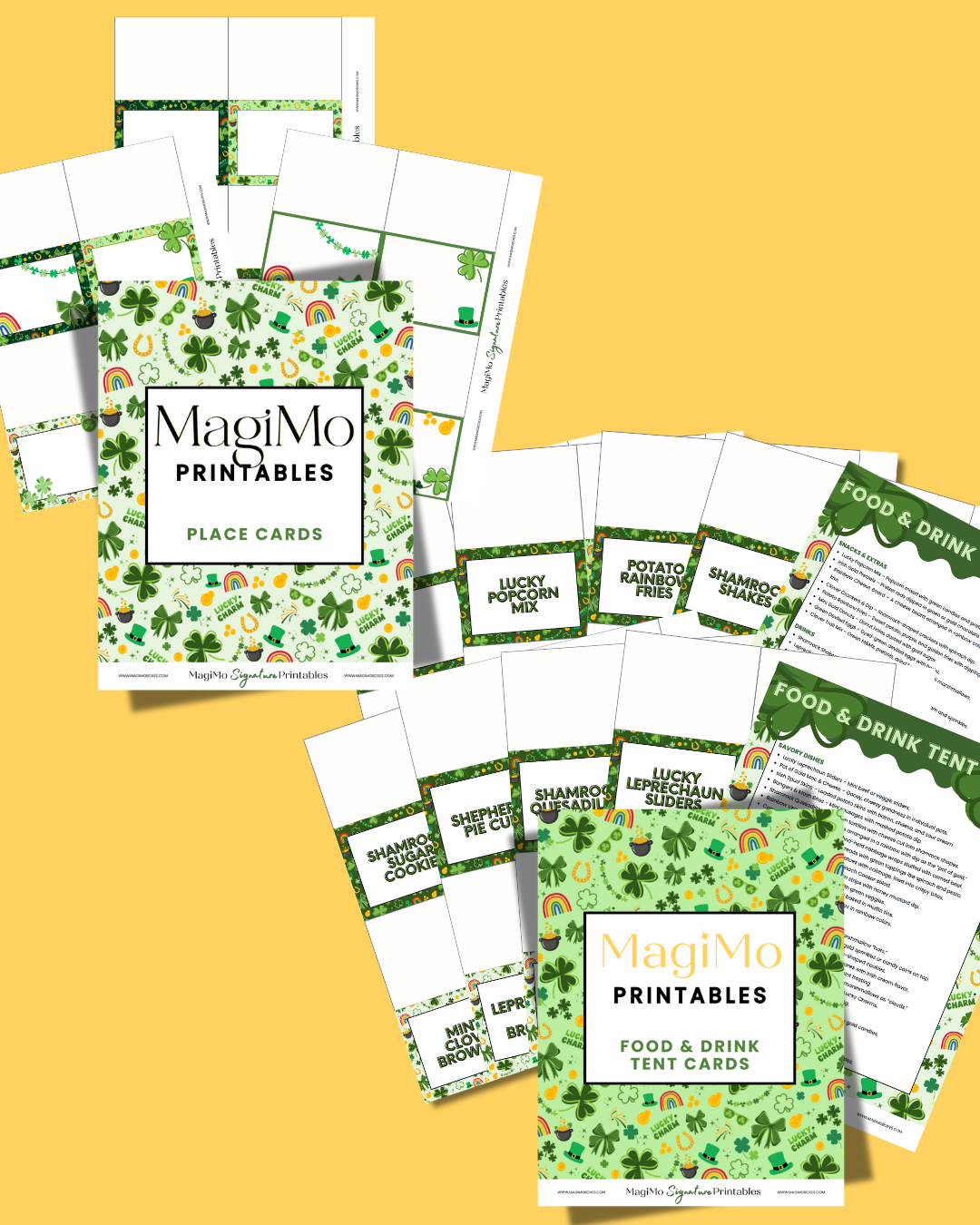 St Patrick's Day Printables - Food & Drink Tent Cards and Place/Name Cards
