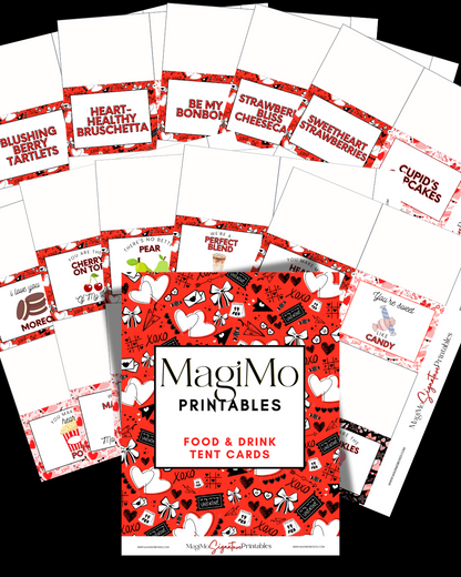 Valentine's Day - MagiMo Printables - Food & Drink Tent Cards & Table Place/Name Cards [Printable - Digital File]