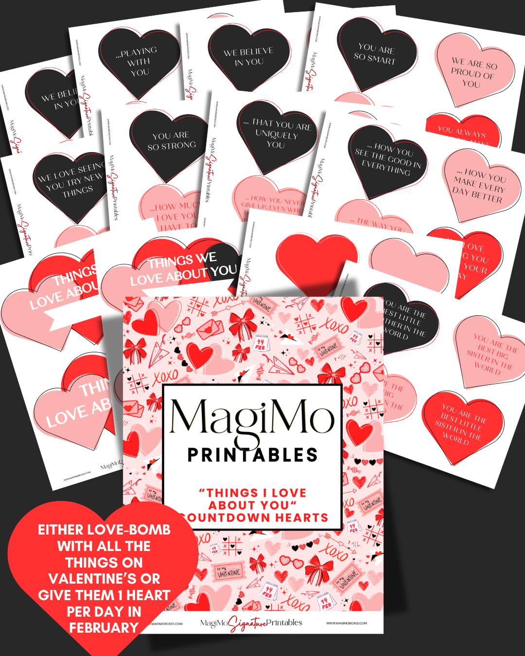 Valentine's Day - MagiMo Printable - Things I Love About You hearts [Printable - Digital File]