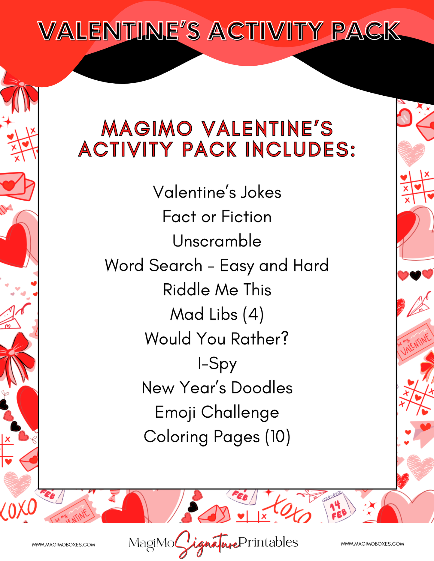 Valentine's Day - MagiMo Printables - Activity Pack [Printable - Digital File]