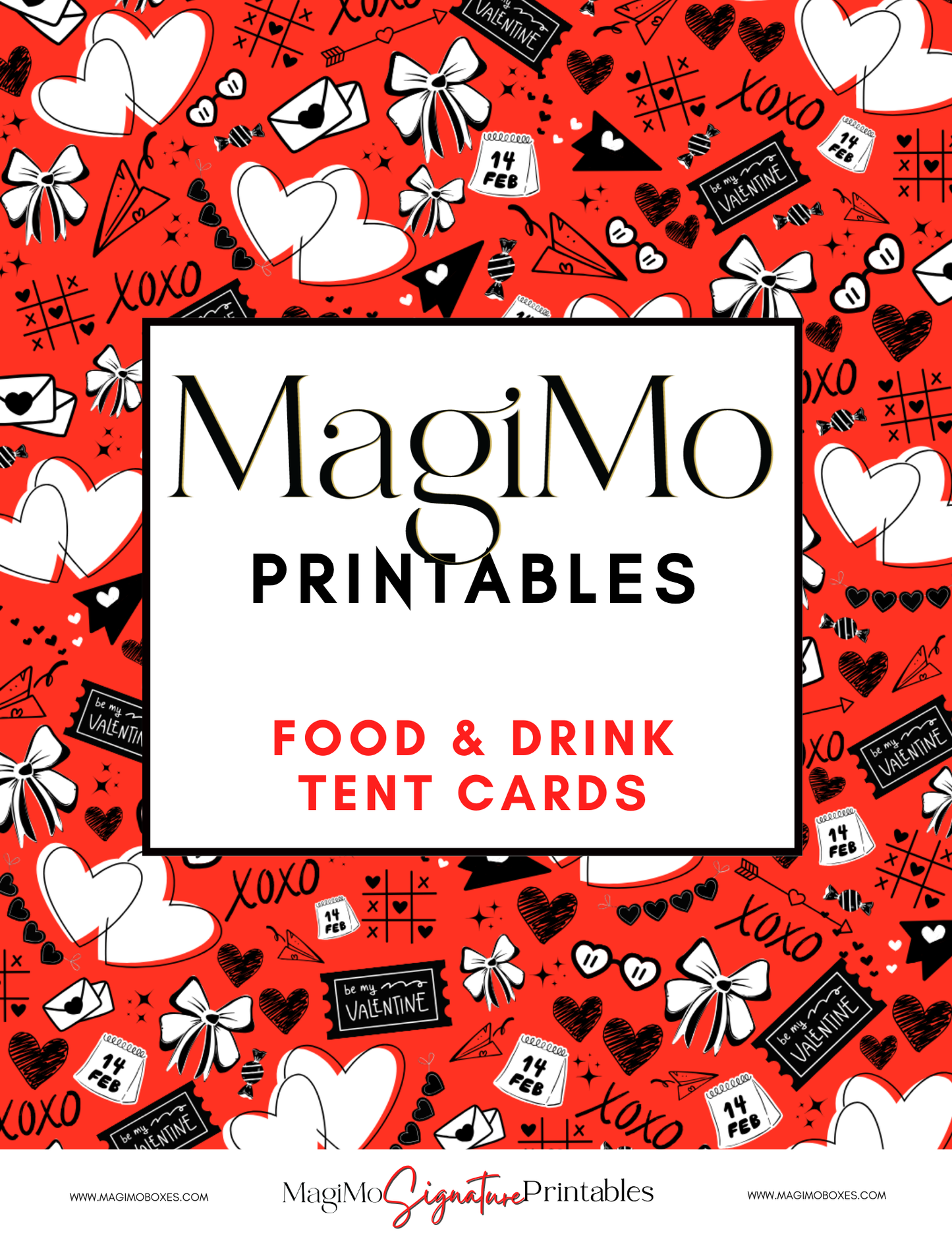 Valentine's Day - MagiMo Printables - Food & Drink Tent Cards & Table Place/Name Cards [Printable - Digital File]