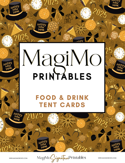 New Year's - MagiMo Printables - Food & Drink Tent Cards & Table Place/Name Cards [Printable - Digital File]