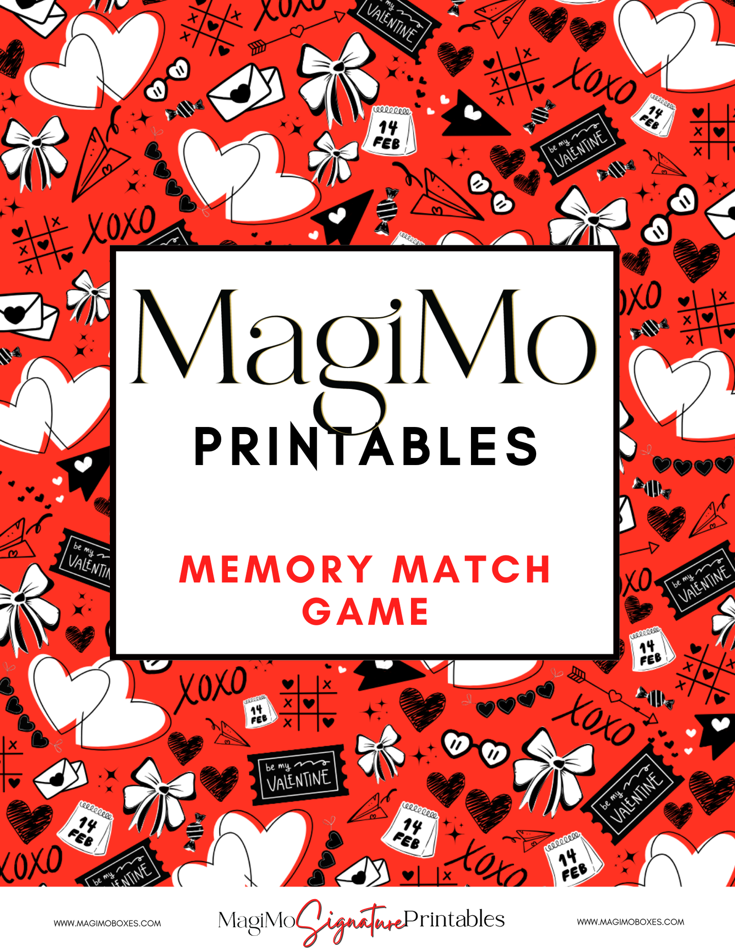 Valentine's Day - MagiMo Printable - Memory Match Game [Printable - Digital File]